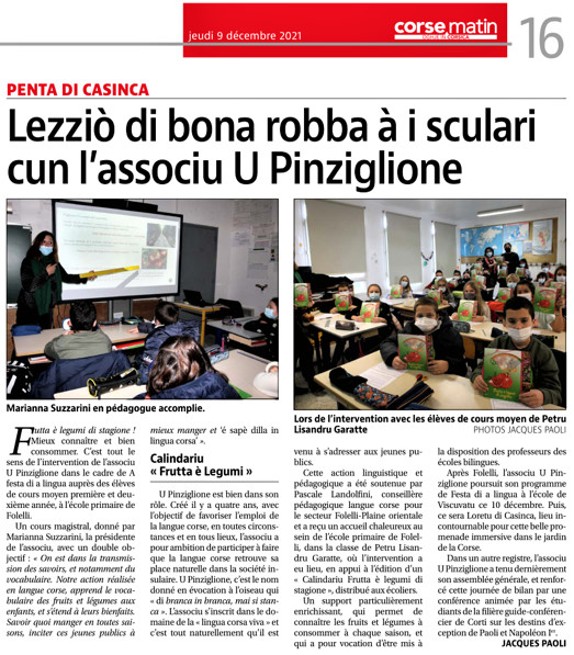 Intervenzione di U Pinziglione in u quadru di a Festa di a lingua 2021