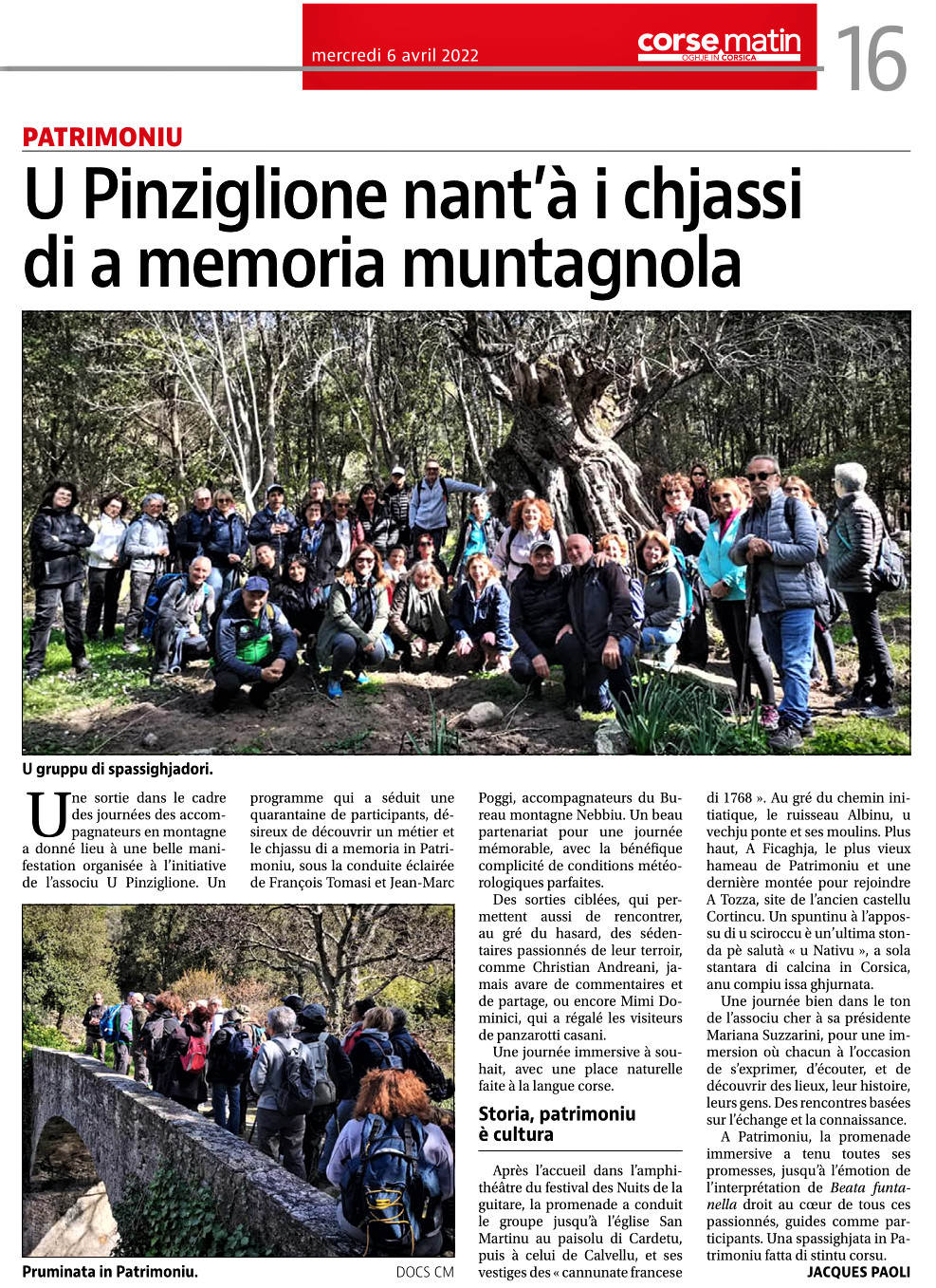U Pinziglione nantu à u Chjassu di a memoria in Patrimoniu U Pinziglione nantu à u Chjassu di a memoria in Patrimoniu